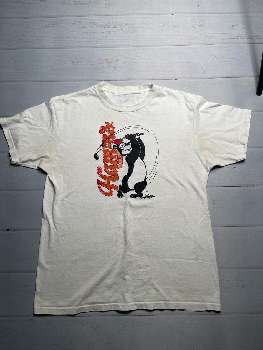 Vintage Hamms Beer T-shirt Golf Bear Swing Single Stitch Shirt Tee 90s Brew